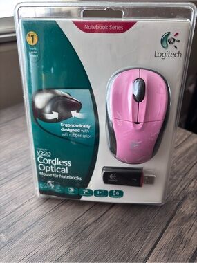 Logitech V220 Cordless Optical Mouse for Notebooks Ergonomic (Rose Pink)